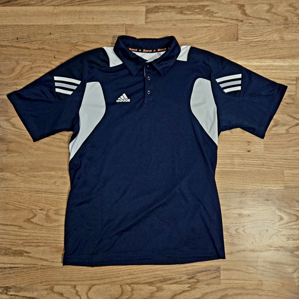 Adidas Climacool Athletic Polo Shirt in Navy and White, Mens Size S